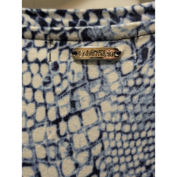 Calvin Klein Black Blue Animal Print Dress Cut Out Sleeves Spring Summer Sz. L - Picture 6 of 9